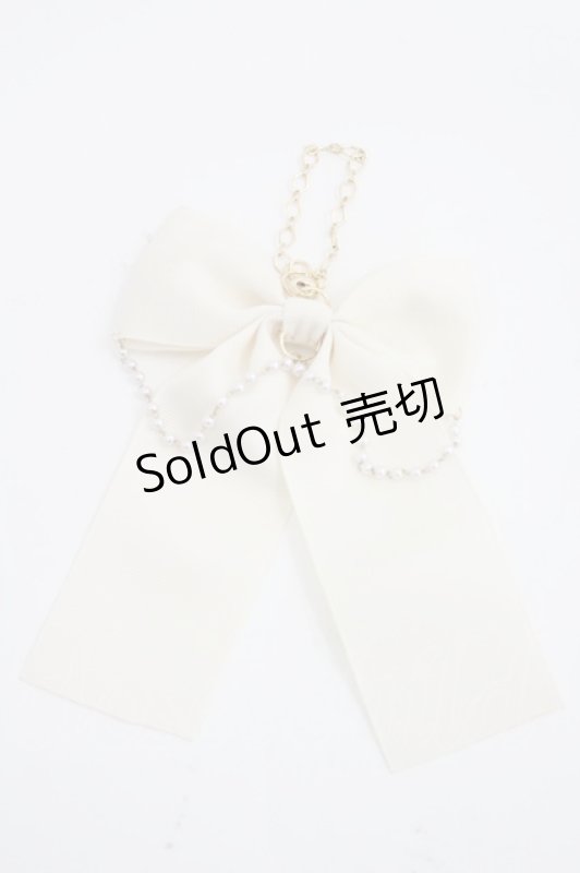 画像1: m petit by misako / AMリボンパールバッグチャーム  中白 I-26-03-08-099-LO-AC-SA-ZT0402K (1)