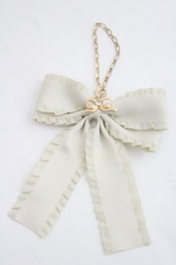 画像1: m petit by misako / リボンバッグチャーム  中白 I-26-03-08-100-0-ZA-SA-ZI