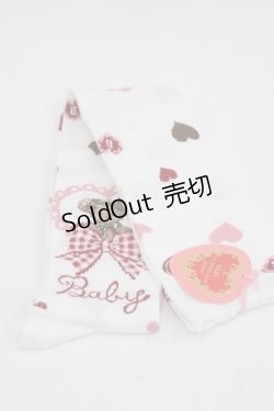 画像1: BABY,THE STARS SHINE BRIGHT / くみゃちゃんの Love Love Valentine柄オーバーニー  白 I-26-03-08-114-BA-ZA-SA-ZI