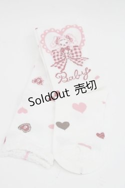 画像2: BABY,THE STARS SHINE BRIGHT / くみゃちゃんの Love Love Valentine柄オーバーニー  白 I-26-03-08-114-BA-ZA-SA-ZI