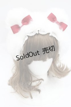 画像1: LOLITAその他(お買取対象外) / くまみみファーリボンカチューシャ  白Ｘ赤 I-26-03-08-024-LO-AC-SA-ZI