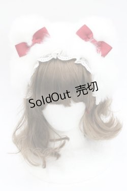画像2: LOLITAその他(お買取対象外) / くまみみファーリボンカチューシャ  白Ｘ赤 I-26-03-08-024-LO-AC-SA-ZI