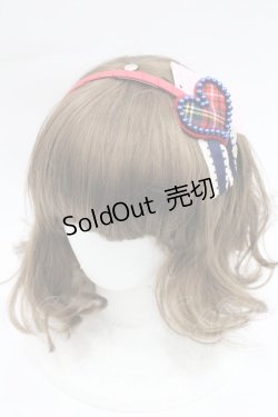 画像1: Shirley Temple / チェックハートパールモチーフカチューシャ  赤 I-26-03-08-027-ET-AC-SA-ZI