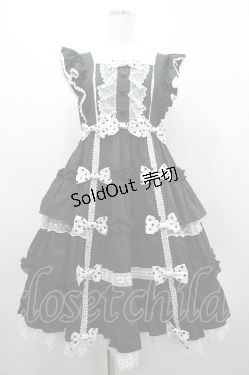 画像1: Angelic Pretty / Melody Frillジャンパースカート  黒ｘ白 I-26-03-10-038-AP-OP-SA-ZI (1)