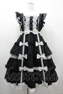 画像1: Angelic Pretty / Melody Frillジャンパースカート  黒ｘ白 I-26-03-10-038-AP-OP-SA-ZI