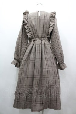 画像2: m petit by misako / CHKフリルOPナガ ワンピース S 中茶 I-26-03-10-048-LO-OP-SA-ZI