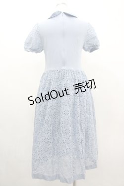 画像2: Jane Marple / レース切替半袖ワンピース  サックス I-26-03-10-058-JM-OP-SA-ZI