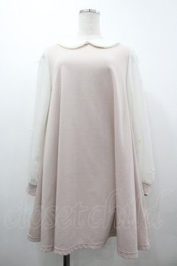 画像1: Ank Rouge / シフォンリボン袖ワンピース M ピンク I-26-03-10-062-CA-OP-TE-ZI