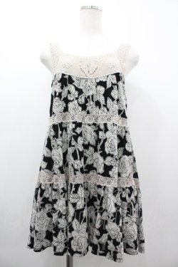 画像1: axes femme / /ローズ柄チュニック M 黒 I-26-03-10-066-AX-TO-TE-ZI