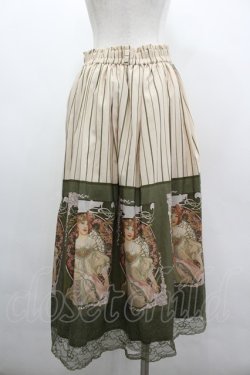 画像2: axes femme / ミュシャ パネル柄スカート M グリーン I-26-03-10-076-AX-SK-SA-ZI