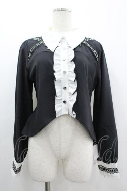 画像1: DearMyLove / スタッズレースブレードブラウス LL 黒×白 I-26-03-10-008-EL-BL-TE-ZI