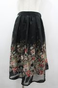 axes femme / リボン付花柄フレアスカート M ブラック I-26-03-10-079-AX-SK-SA-ZI