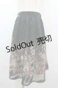 axes femme / リボン付花柄フレアスカート M ブラック I-26-03-10-079-AX-SK-SA-ZI