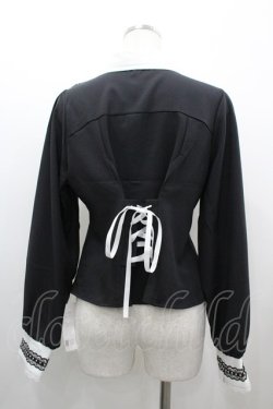 画像2: DearMyLove / スタッズレースブレードブラウス LL 黒×白 I-26-03-10-008-EL-BL-TE-ZI