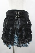 Ozz Croce / ダブルベルト&チェーンオーバー付き総柄スカート  黒Ｘサックス I-26-03-10-083-OO-SK-SA-ZI