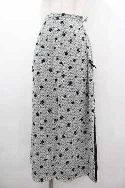 画像1: INGEBORG / フロッキーバラptスカート  ホワイト×ブラック I-26-03-10-085-LO-SK-SA-ZI