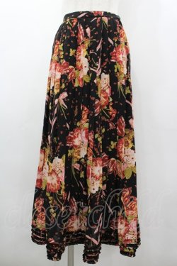 画像1: KANEKO ISAO / フラワーブーケプリーツスカート  ブラック I-26-03-10-086-EL-SK-SA-ZI