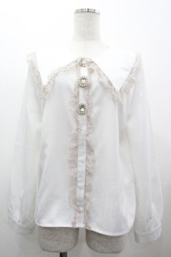 画像1: MA*RS / セーラー襟パールビジューボタンブラウス  白 I-26-03-10-010-EL-BL-TE-ZI