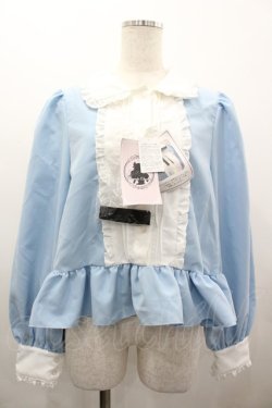 画像1: Cherirulu Chocola / MYリボンマルエリブラウス LL サックスＸ白 I-26-03-10-011-GO-BL-SA-ZI