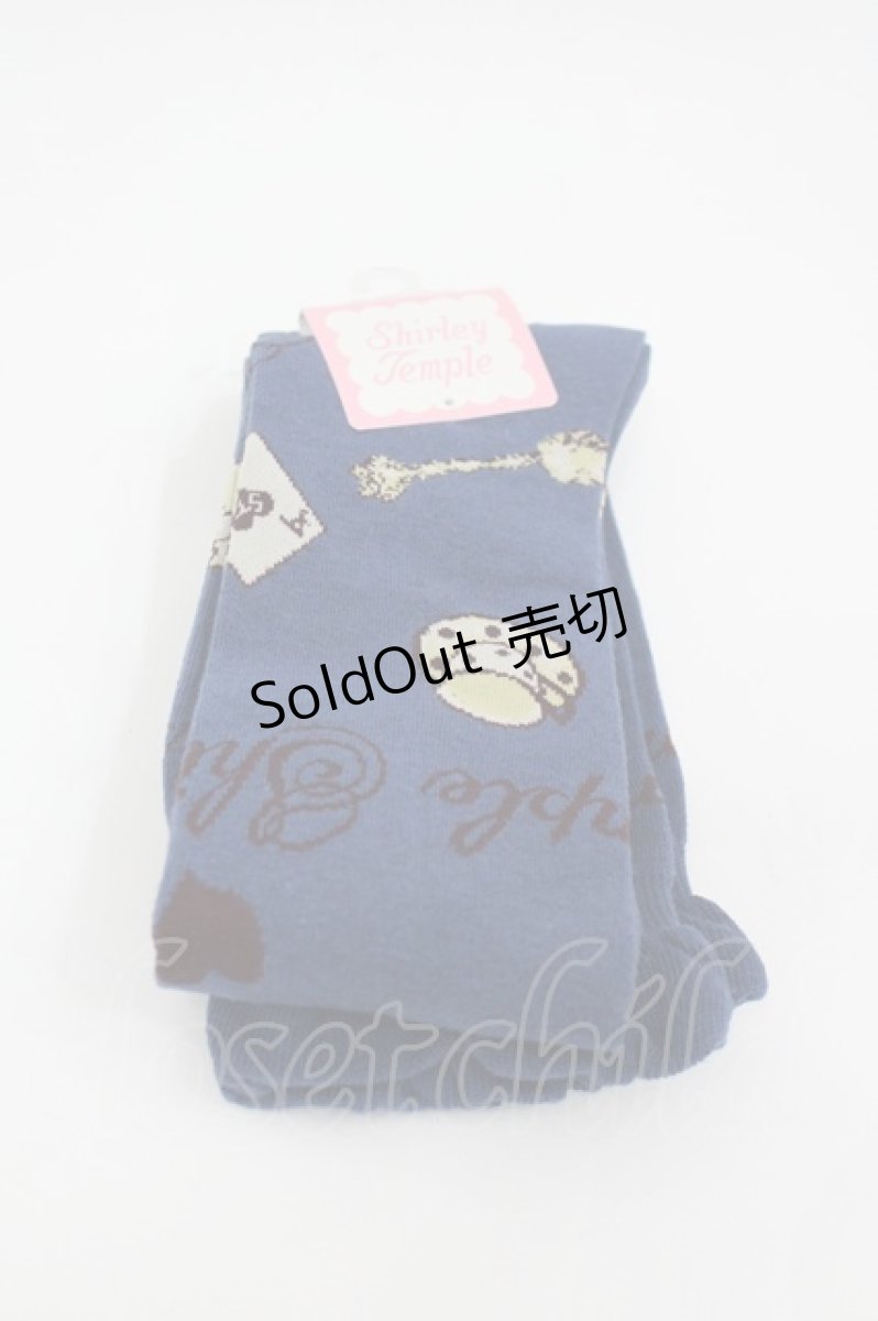 画像1: Shirley Temple / ティーパーティオーバーニーソックス 22~24CM ネイビー　 I-26-03-10-121-ET-ZA-SA-ZI (1)