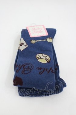 画像1: Shirley Temple / ティーパーティオーバーニーソックス 22~24CM ネイビー　 I-26-03-10-121-ET-ZA-SA-ZI
