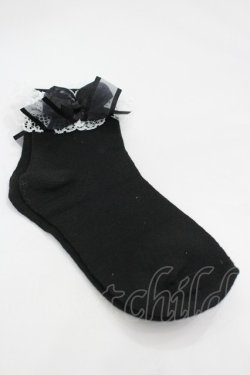 画像1: Hoshibako Works / レースリボンソックス  黒Ｘ白 I-26-03-10-125-LO-ZA-SA-ZI