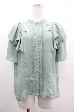 画像1: axes femme / ミックスフルーツ刺繍ブラウス  グリーン I-26-03-10-002-AX-BL-SA-ZI