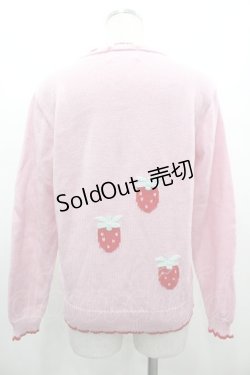 画像2: Nile Perch / いちご編み込みカーディガン  ピンクＸ赤 I-26-03-10-016-LO-TO-SA-ZI