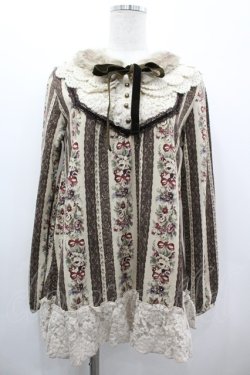 画像1: axes femme / ファーティペット付花柄プルオーバー M グレー I-26-03-10-019-AX-TO-TE-ZI