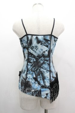 画像4: Ozz Croce / チェーン付き裾フリンジキャミ&ボレロセット  黒Ｘサックス I-26-03-10-020-OO-TO-SA-ZI