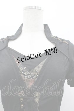 画像3: Ozz oneste / 扇柄チュール重ね半袖チュニック  ブラック I-26-03-10-021-OO-OP-SA-ZI