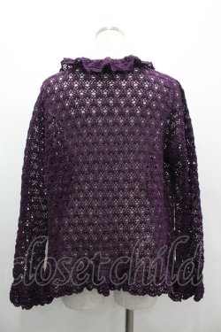 画像2: KANEKO ISAO / 透かしニットカーディガン  パープル I-26-03-10-030-EL-TO-SA-ZI