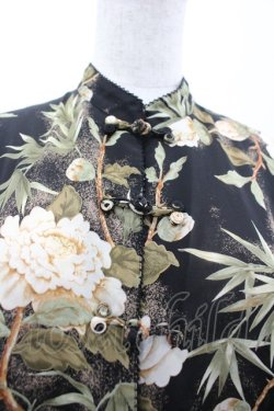画像3: KANEKO ISAO / 芍薬柄チャイナブラウス  ブラック I-26-03-12-032-EL-BL-SA-ZI
