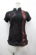 Ozz On / 龍生地切替チャイナトップス  ブラック×レッド I-26-03-12-035-OO-TO-SA-ZI