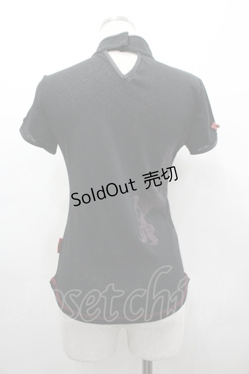 画像2: Ozz On / 龍生地切替チャイナトップス  ブラック×レッド I-26-03-12-035-OO-TO-SA-ZI (2)