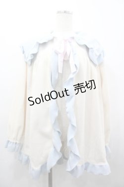 画像1: Nile Perch / スクエアリボンフリルロングカーディガン  アイボリーＸサックス I-26-03-12-039-LO-TO-SA-ZI