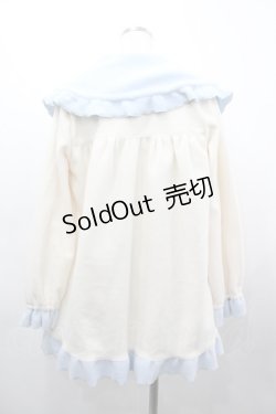 画像2: Nile Perch / スクエアリボンフリルロングカーディガン  アイボリーＸサックス I-26-03-12-039-LO-TO-SA-ZI