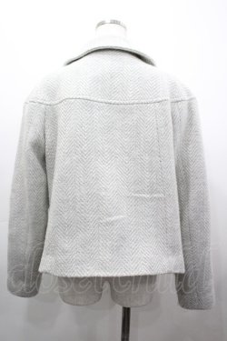 画像2: Melody BasKet / リボンパールヘリンボーンショートコート  グレー I-26-03-12-043-LO-CO-SA-ZI