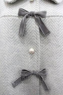 画像3: Melody BasKet / リボンパールヘリンボーンショートコート  グレー I-26-03-12-043-LO-CO-SA-ZI