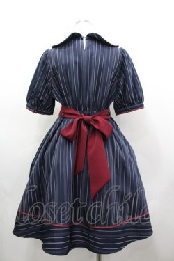 画像2: Amavel / ダブルボタンストライプシャツワンピース  ネイビー I-26-03-12-050-CA-OP-SA-ZI