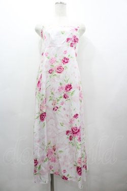 画像1: JESUS DIAMANTE / ぼかし薔薇キャミワンピース  白Ｘピンク I-26-03-12-054-JE-OP-SA-ZI