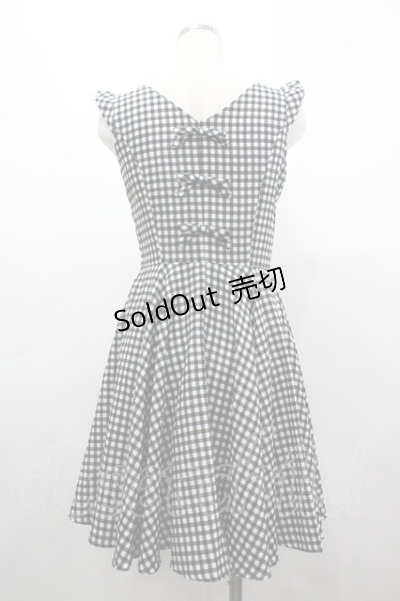 画像2: EDIT COLOGNE(お買取対象外) / ギンガムワンピース  黒×白 I-26-03-12-055-LO-BL-TE-ZI (2)