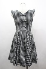 画像2: EDIT COLOGNE(お買取対象外) / ギンガムワンピース  黒×白 I-26-03-12-055-LO-BL-TE-ZI (2)