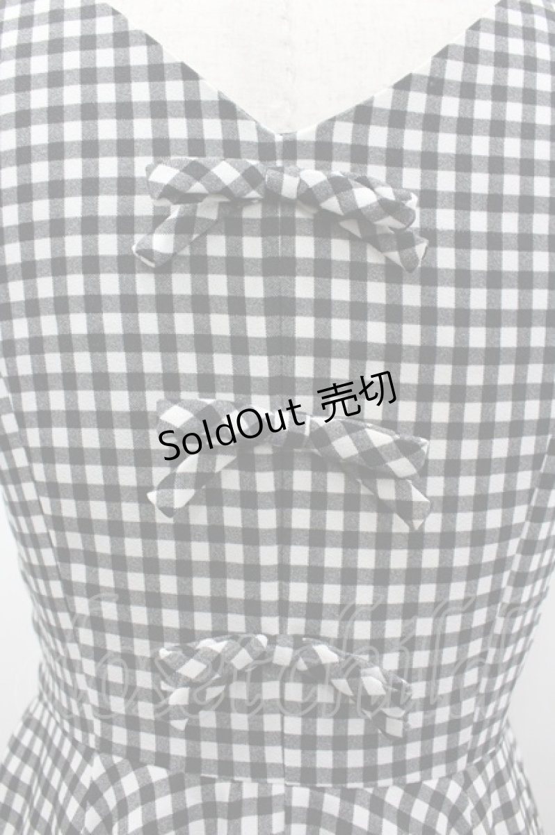 画像3: EDIT COLOGNE(お買取対象外) / ギンガムワンピース  黒×白 I-26-03-12-055-LO-BL-TE-ZI (3)
