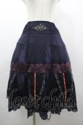 Ozz oneste / 蝶刺繍&裾レース2wayスカート  ネイビー I-26-03-12-072-OO-SK-SA-ZI