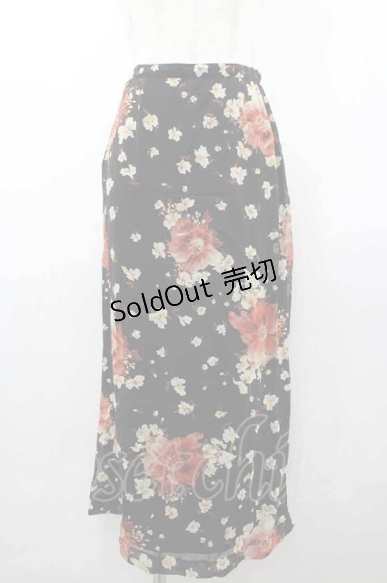 画像1: INGEBORG / フラワーシフォンスカート  ブラック I-26-03-12-074-LO-SK-SA-ZI (1)