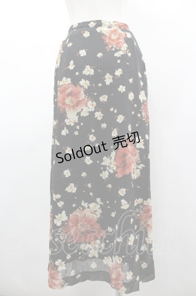 画像2: INGEBORG / フラワーシフォンスカート  ブラック I-26-03-12-074-LO-SK-SA-ZI (2)