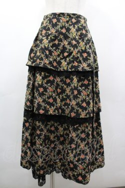 画像1: WONDERFUL WORLD / 花格子ptスカート  ブラック I-26-03-12-075-LO-SK-SA-ZI