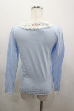 画像3: Fi.n.t / フラワー襟刺繍カットソー  サックスＸ白 I-26-03-12-007-CA-TO-SA-ZI