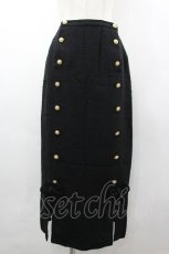 画像1: INGEBORG / パールボタン&2つリボンスカート M ブラック I-26-03-12-079-LO-SK-SA-ZI (1)